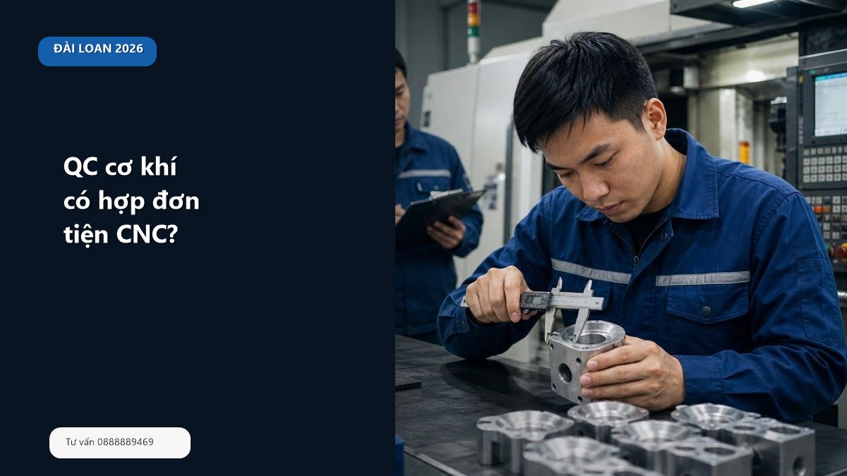 Ảnh đại diện bài đơn tiện CNC Đài Loan cho người từng làm QC cơ khí có nên nộp không 2026