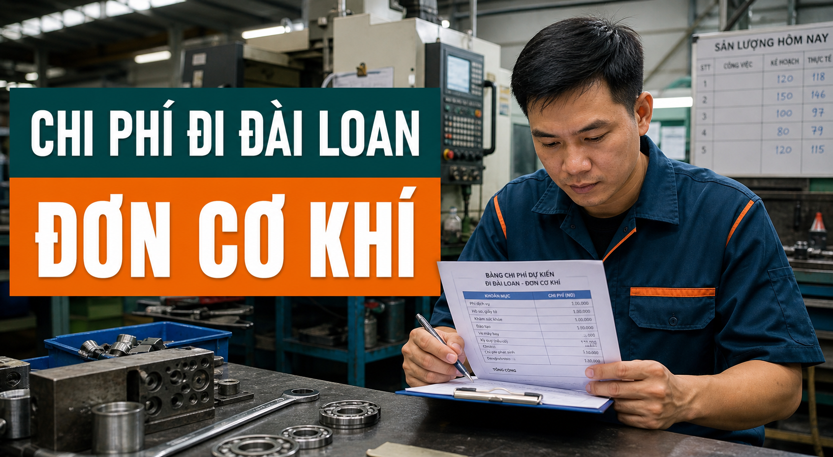 Ảnh đại diện bài chi phí đi Đài Loan đơn cơ khí 2026 cần chuẩn bị những khoản nào