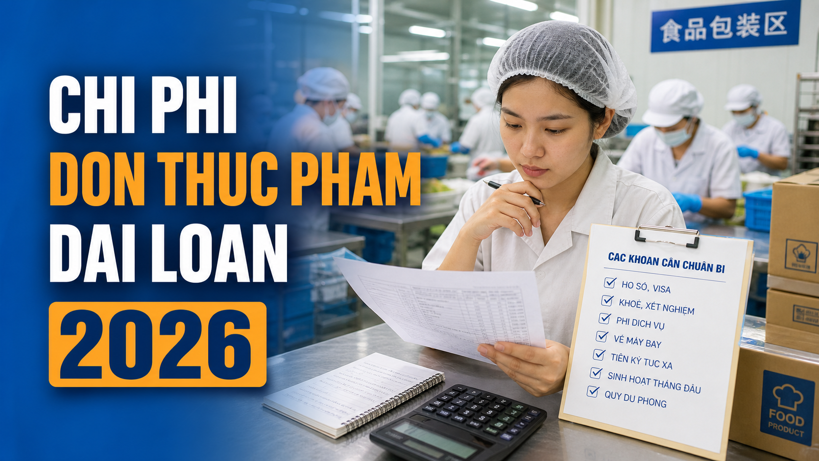 Ảnh đại diện bài chi phí đi Đài Loan đơn thực phẩm 2026 cần chuẩn bị những khoản nào