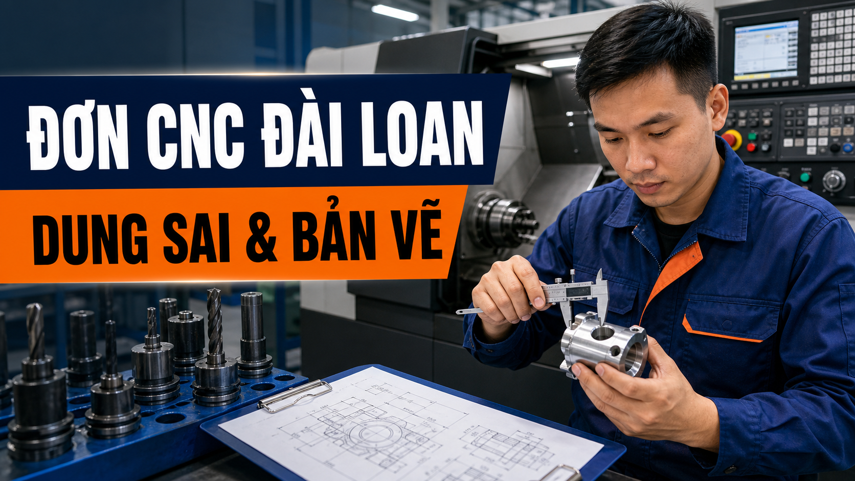Ảnh đại diện bài đơn CNC Đài Loan cho nam mới đi lần đầu cần hỏi gì về dung sai và bản vẽ 2026
