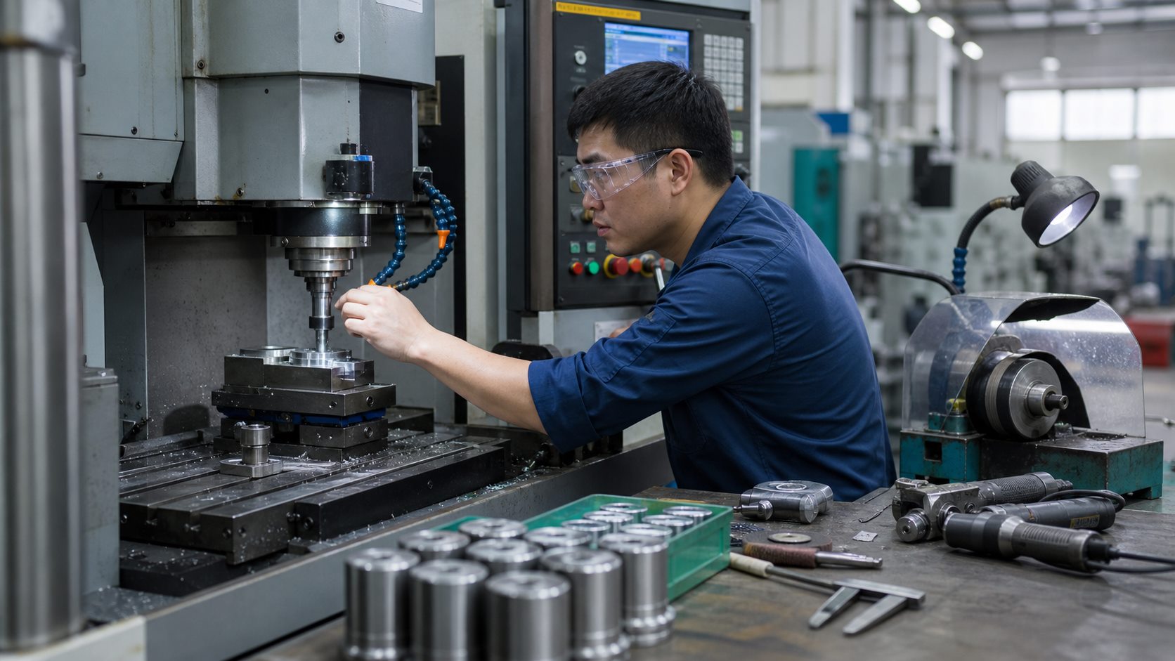 Ảnh minh họa công việc CNC, tiện, phay và cơ khí trong xưởng Đài Loan
