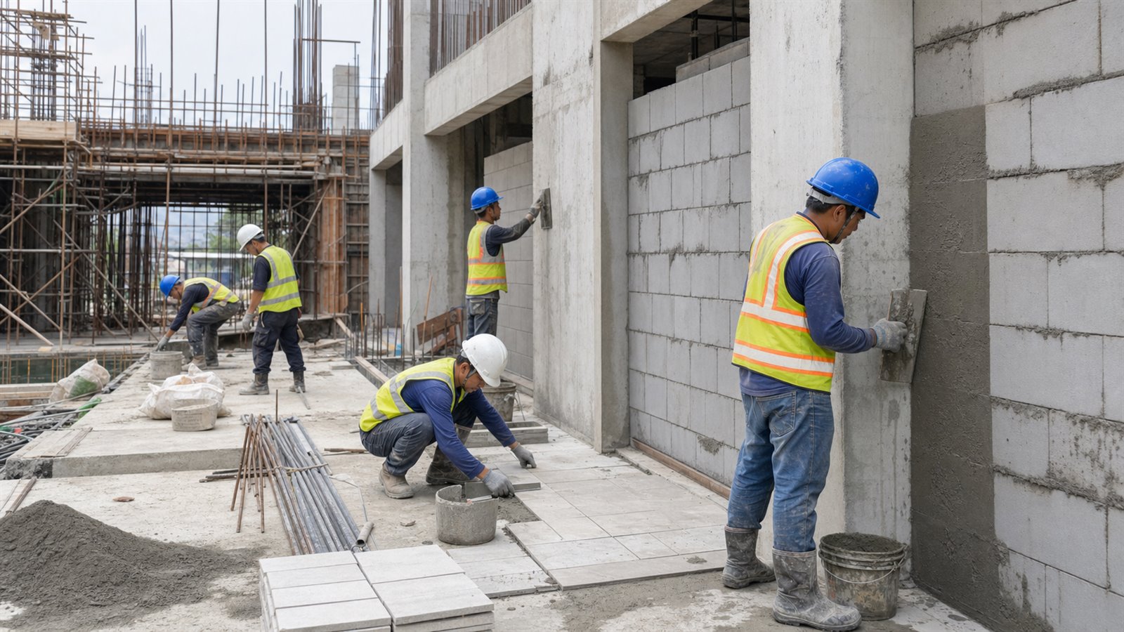 Ảnh minh họa công việc xây dựng, xây trát ốp lát tại công trình ở Đài Loan