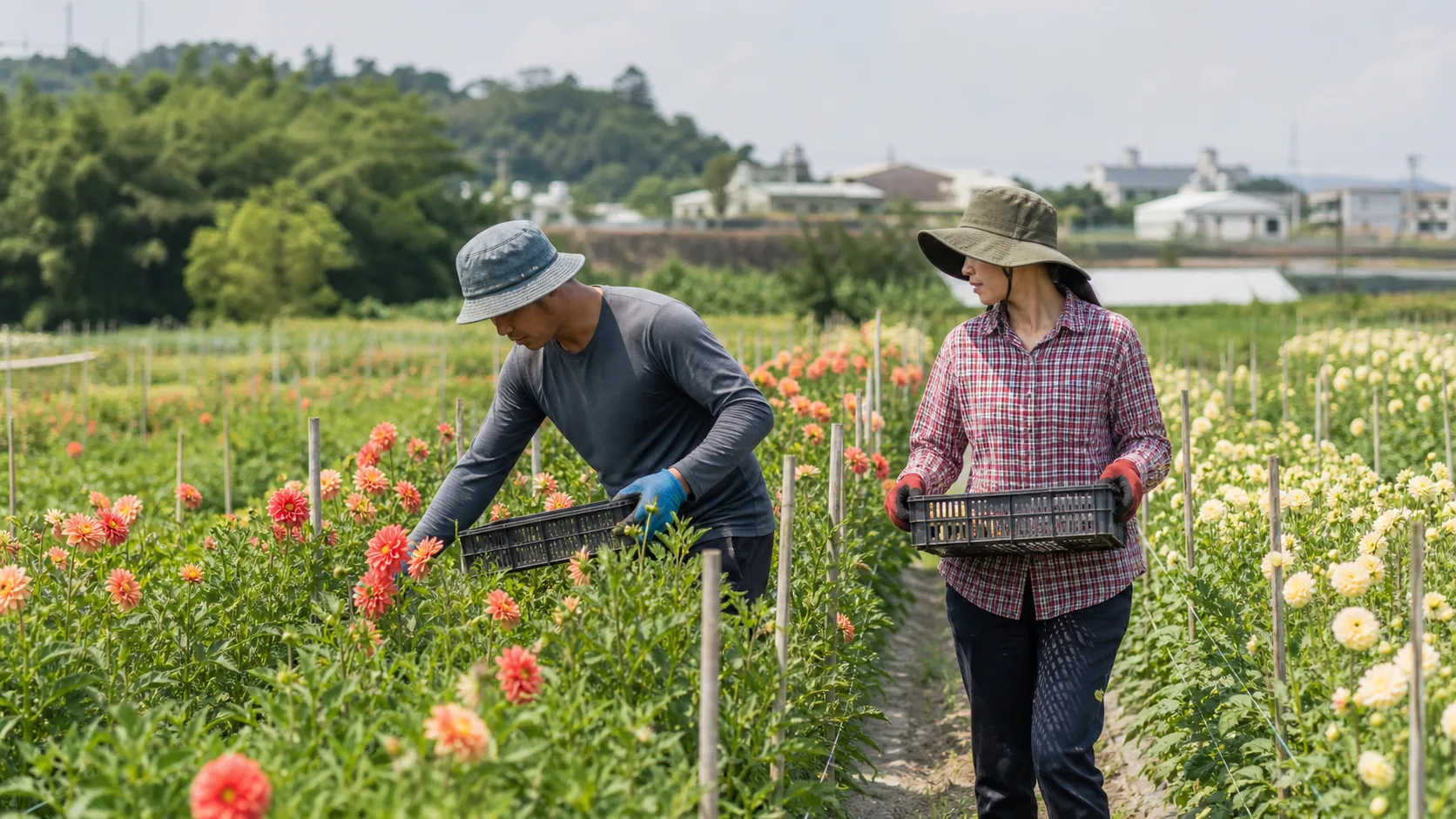 Ảnh minh họa công việc trồng hoa ngoài trời tại Đài Loan