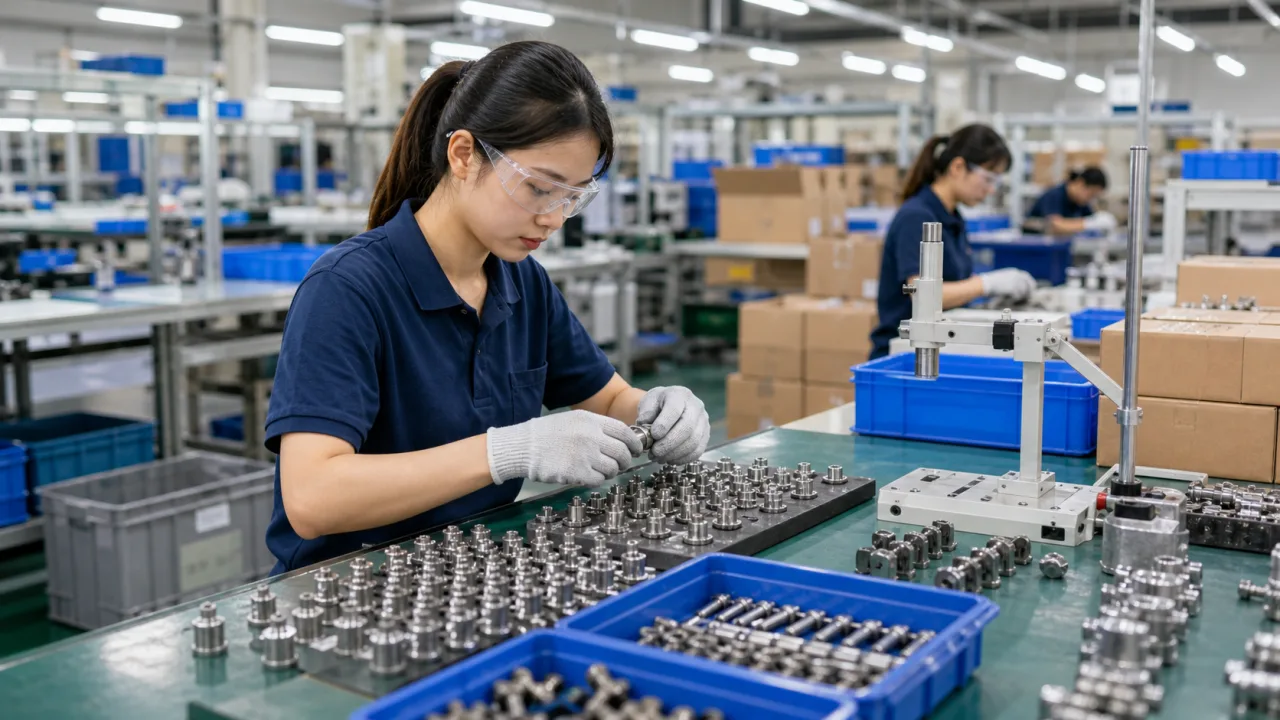 Ảnh minh họa tự tạo công việc lắp ráp kiểm hàng linh kiện cơ khí tại Đài Loan